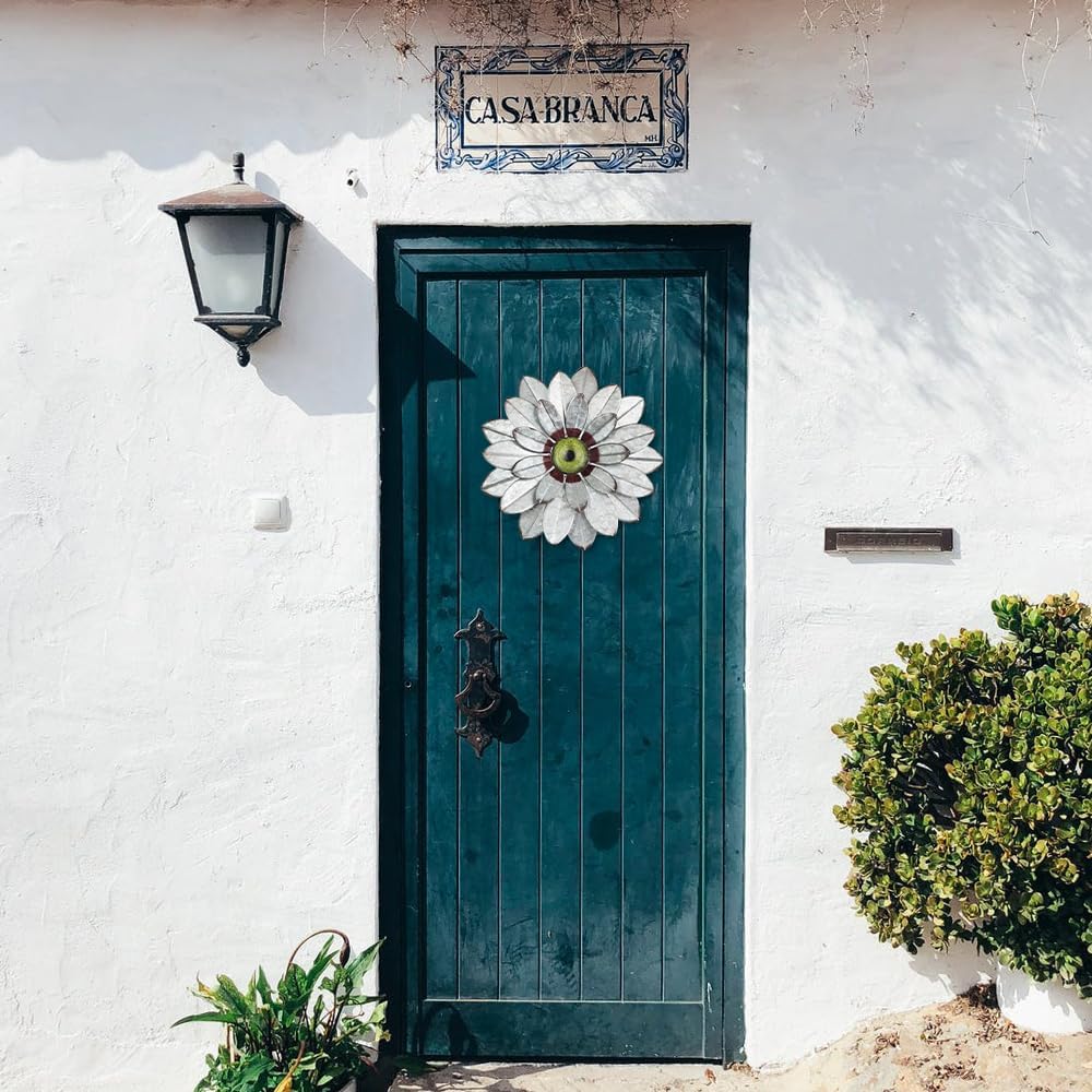 YEAHOME metal flower wall decor rustic patio enhances outdoor ambiance with dimensional charm.