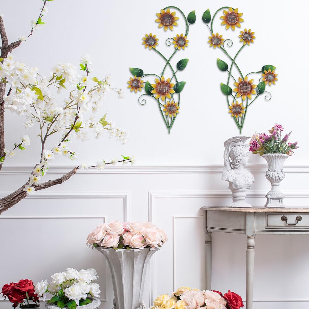 YEAHOME metal wall art sunflowers offer versatile indoor display.