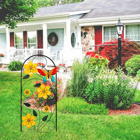 YEAHOME metal yard art flower-butterflies stake with durable color