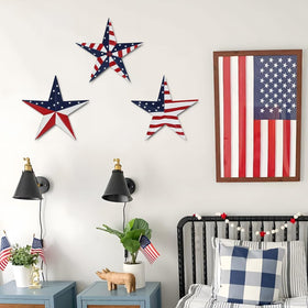 YEAHOME blue-red-white tri-star panels enhancing patios and entryways.