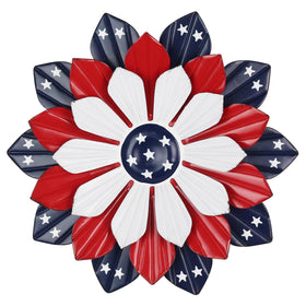 YEAHOME patriotic metal flower wall art for outdoor use adds lasting color to porches.