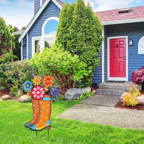 YEAHOME rain boot garden stake 3D design creates lifelike accents
