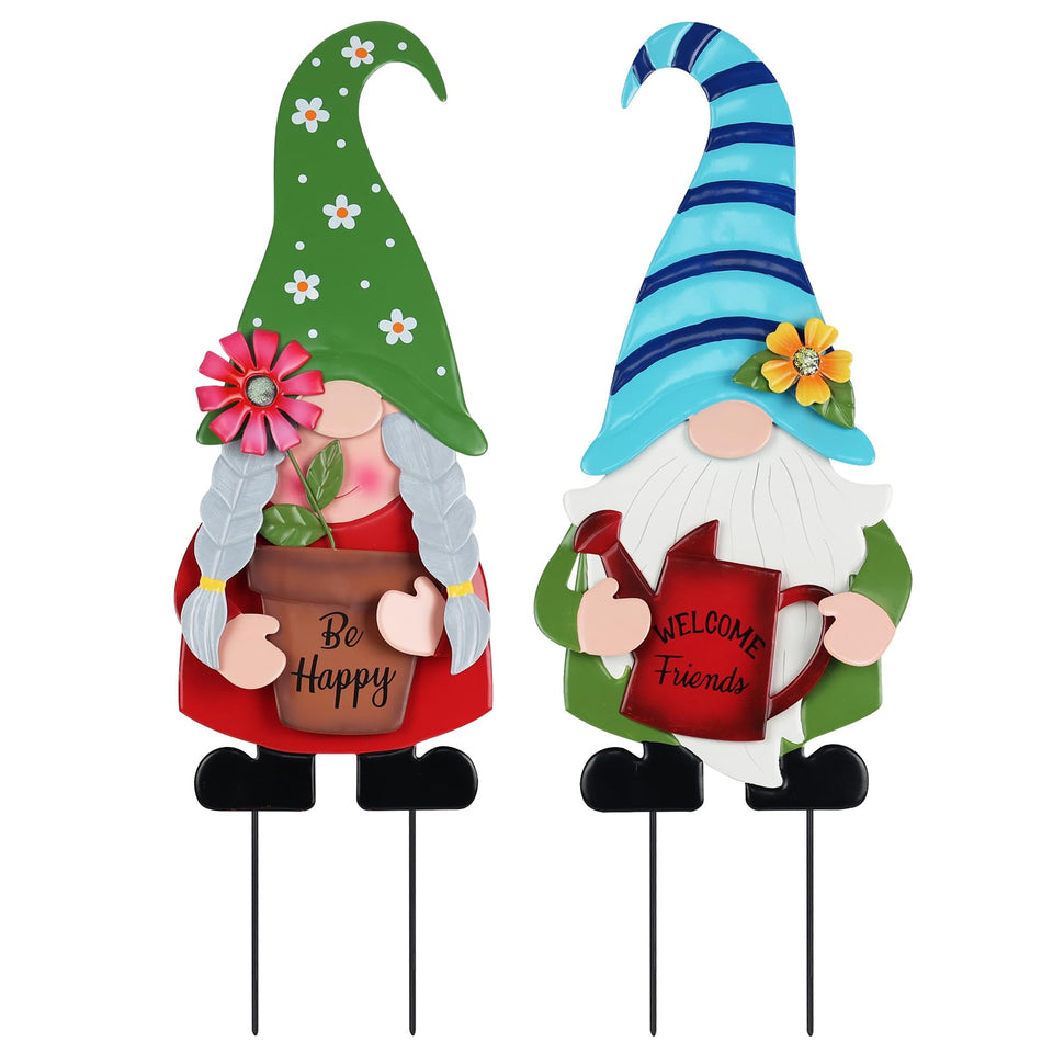 YEAHOME spring gnome stake with watering can welcomes guests outdoors