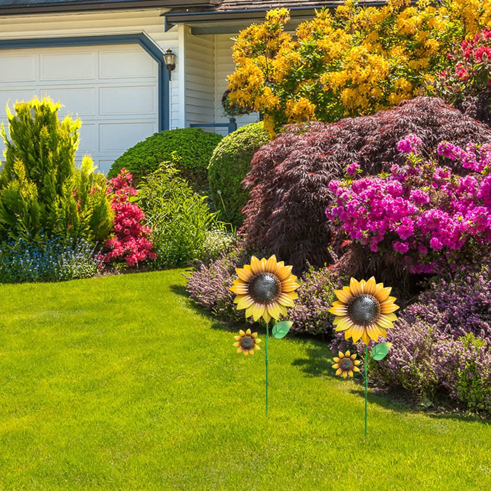 YEAHOME sunflower garden stake in a 2-pack adds two bright garden accents.