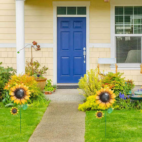 YEAHOME sunflower garden stake installs easily with a bottom stake for lawns or planters.