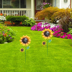 YEAHOME sunflower garden stake crafted from recycled metal for durable outdoor décor.