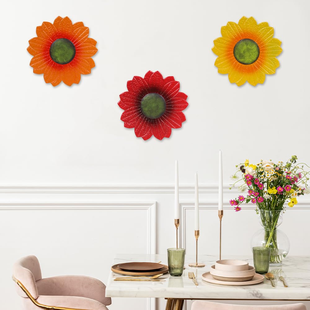 YEAHOME Sunflower Wall Decor 9-inch close-up highlighting petal detail and UV protection.