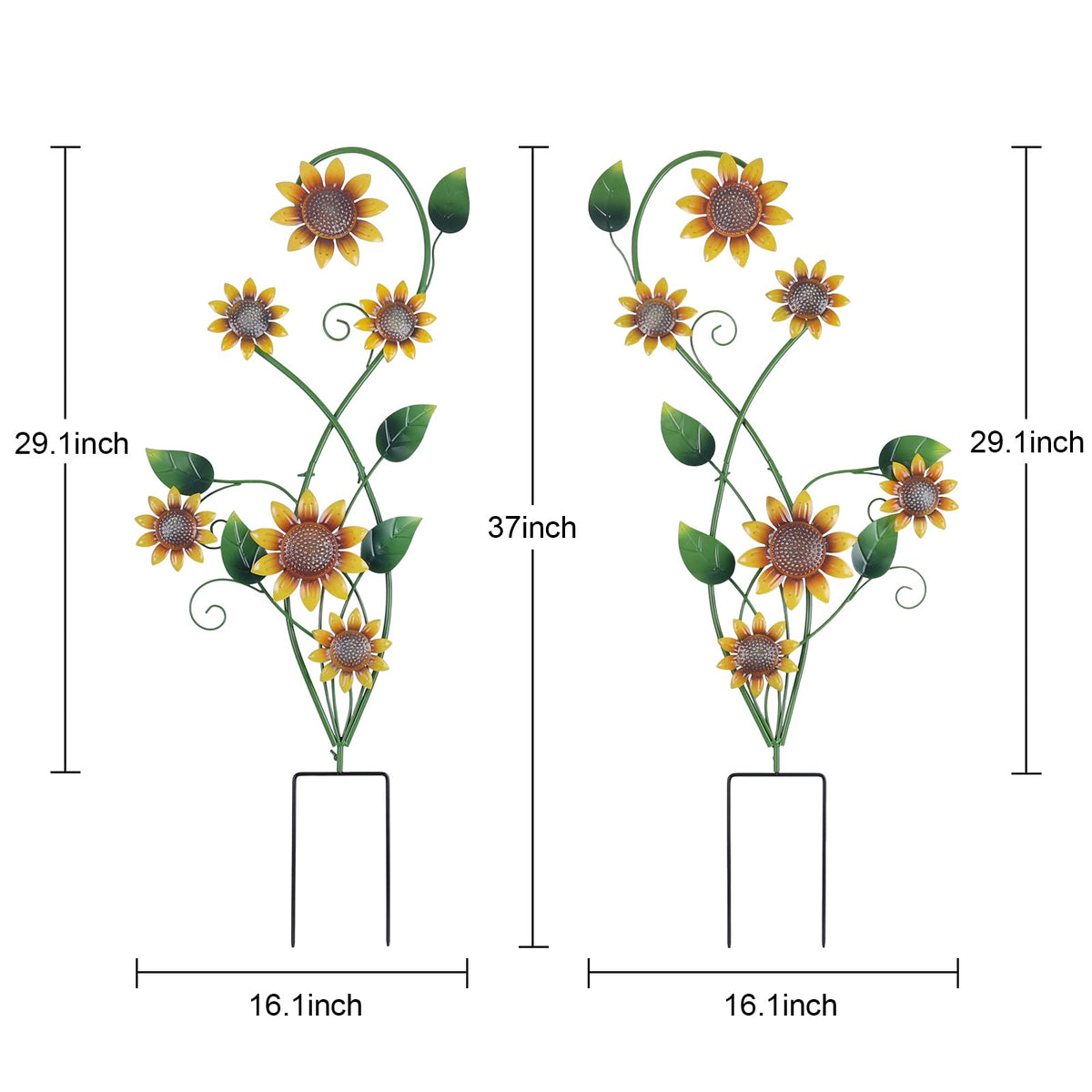 YEAHOME sunflowers yard decor stands securely among flowers and greenery.