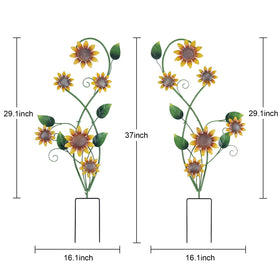YEAHOME sunflowers yard decor stands securely among flowers and greenery.