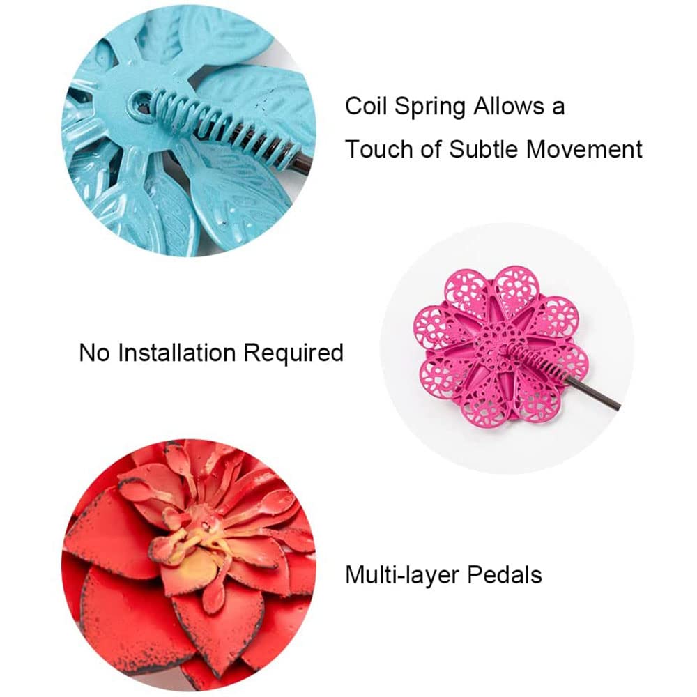 YEAHOME weatherproof metal stake showcases vibrant daisies outdoors.