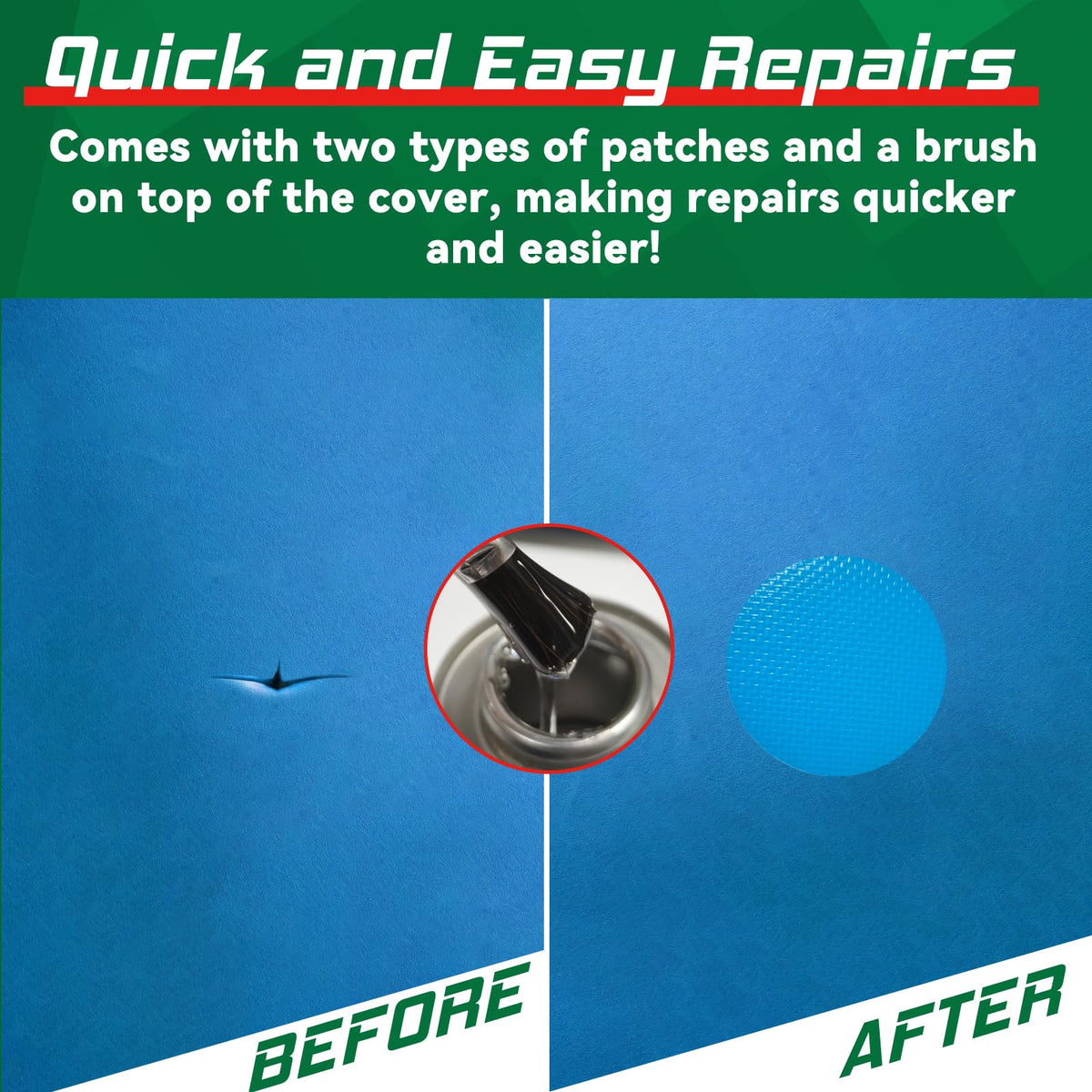 Yeardera patching PVC surface in action provides strong adhesion for cracks and punctures.
