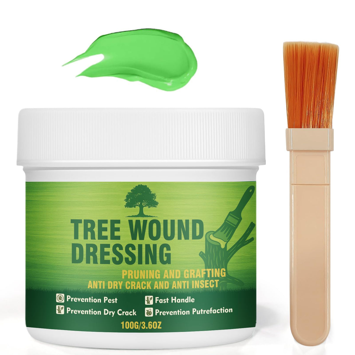 Yeardera tree wound sealer bottle applied on a fresh cut to reduce sap loss.