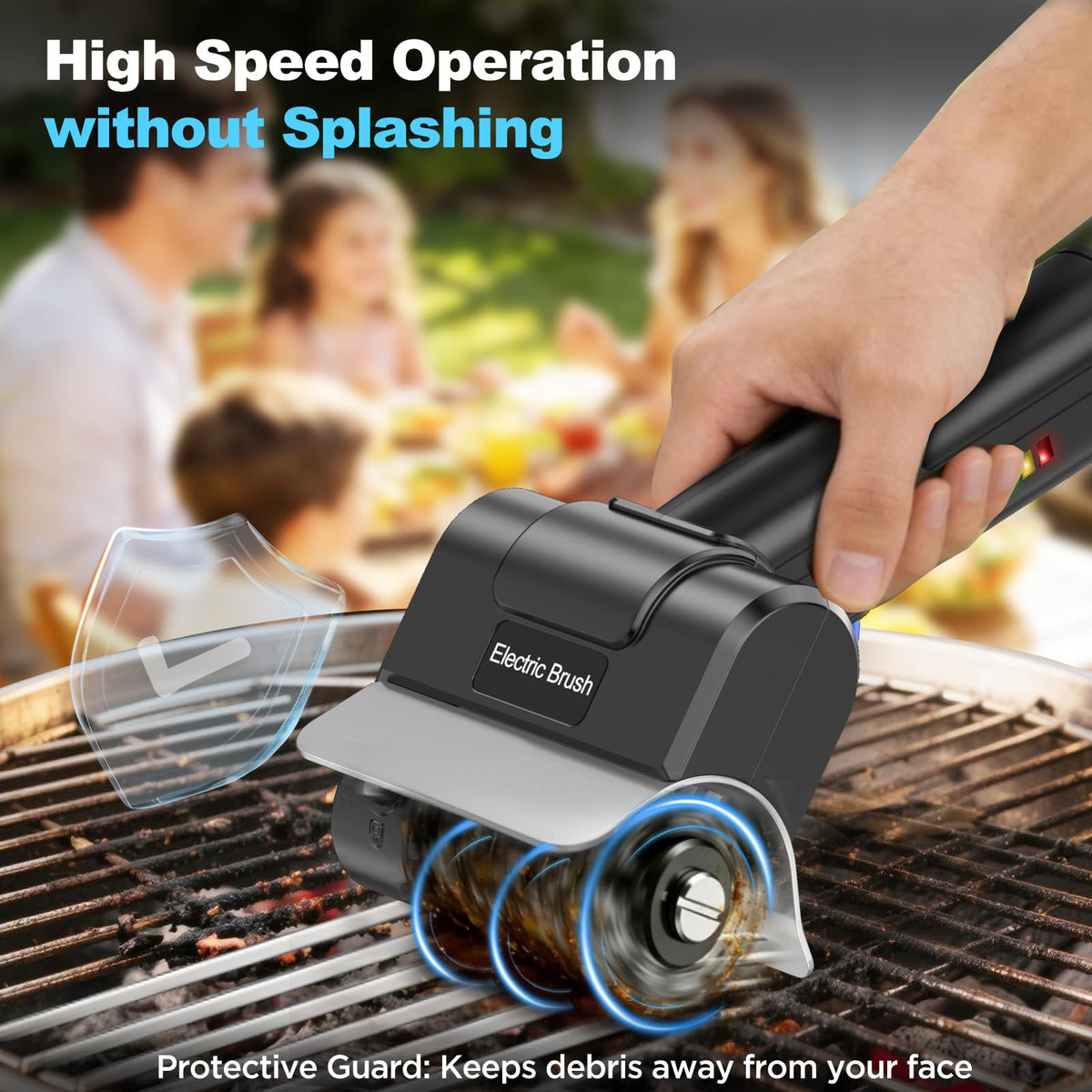 YEBLEM grill brush splash-proof body designed for easy rinsing after grilling