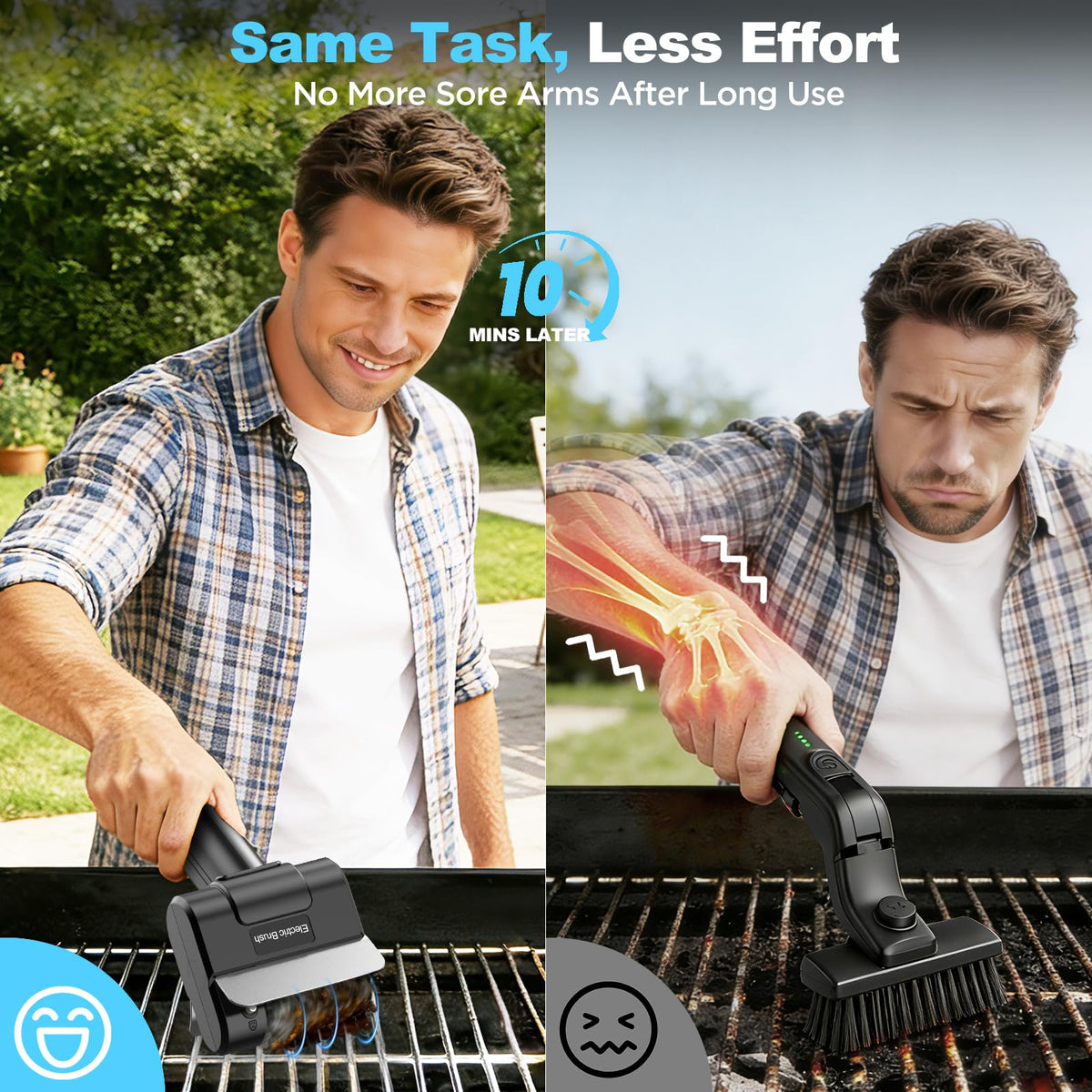 YEBLEM grill brush head fully submersible in 304 stainless steel for deep cleaning