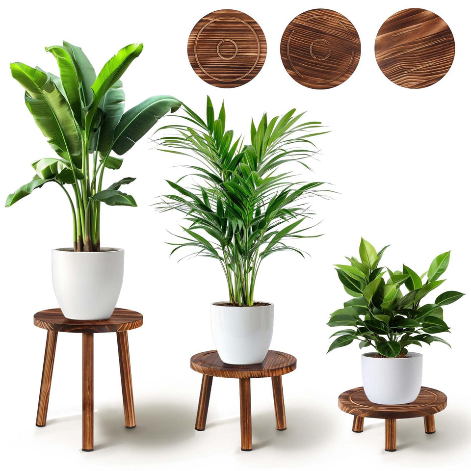 Yedcxup plant stand with three-pattern grooves for stylish display and water containment.
