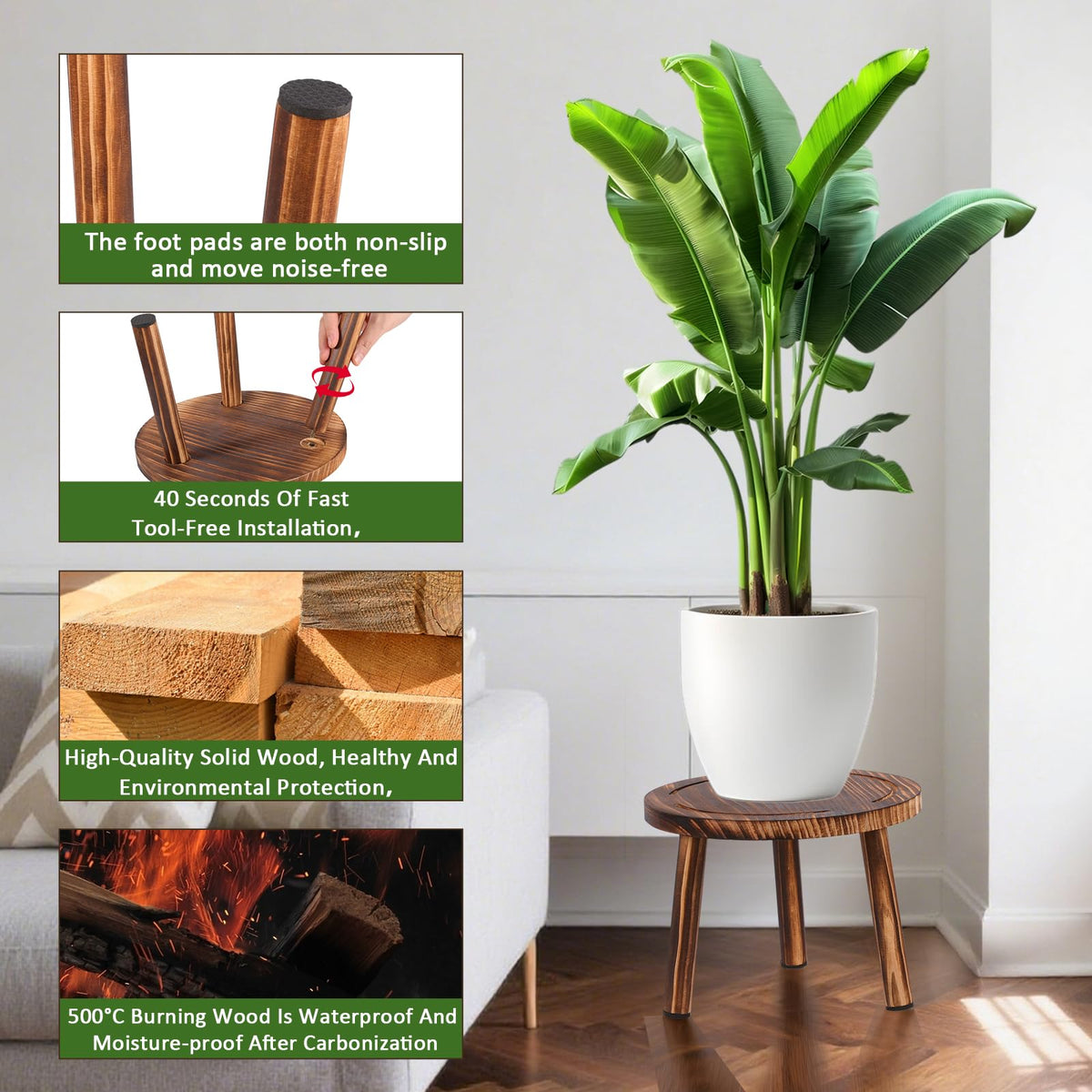 Yedcxup plant stand demonstrates quick tool-free assembly for fast setup.