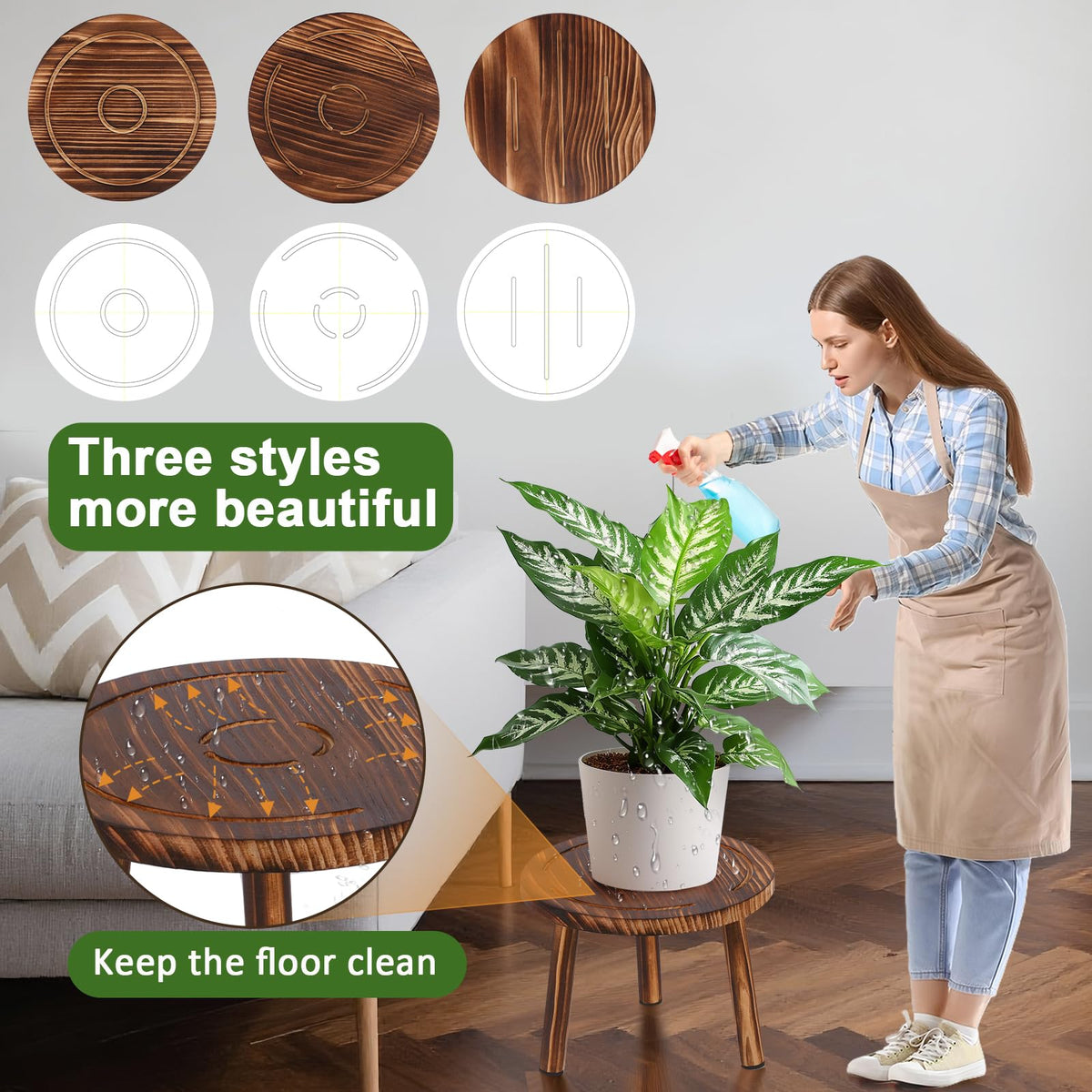 Yedcxup plant stand features a sturdy triangular frame supporting up to 200 pounds.