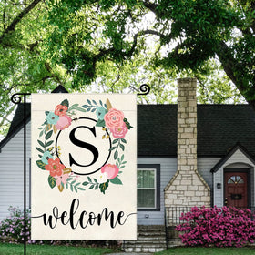 Yeecase monogram garden flag S, double-sided print visible from both sides.