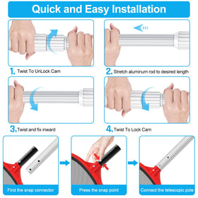 YEECHUN thickened 1.30mm aluminum pole resists bending for durability.
