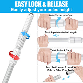 YEECHUN lightweight pool pole is easy to handle for comfortable daily cleaning