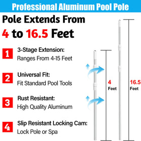 YEECHUN pool pole locked length provides stable position during scrubbing