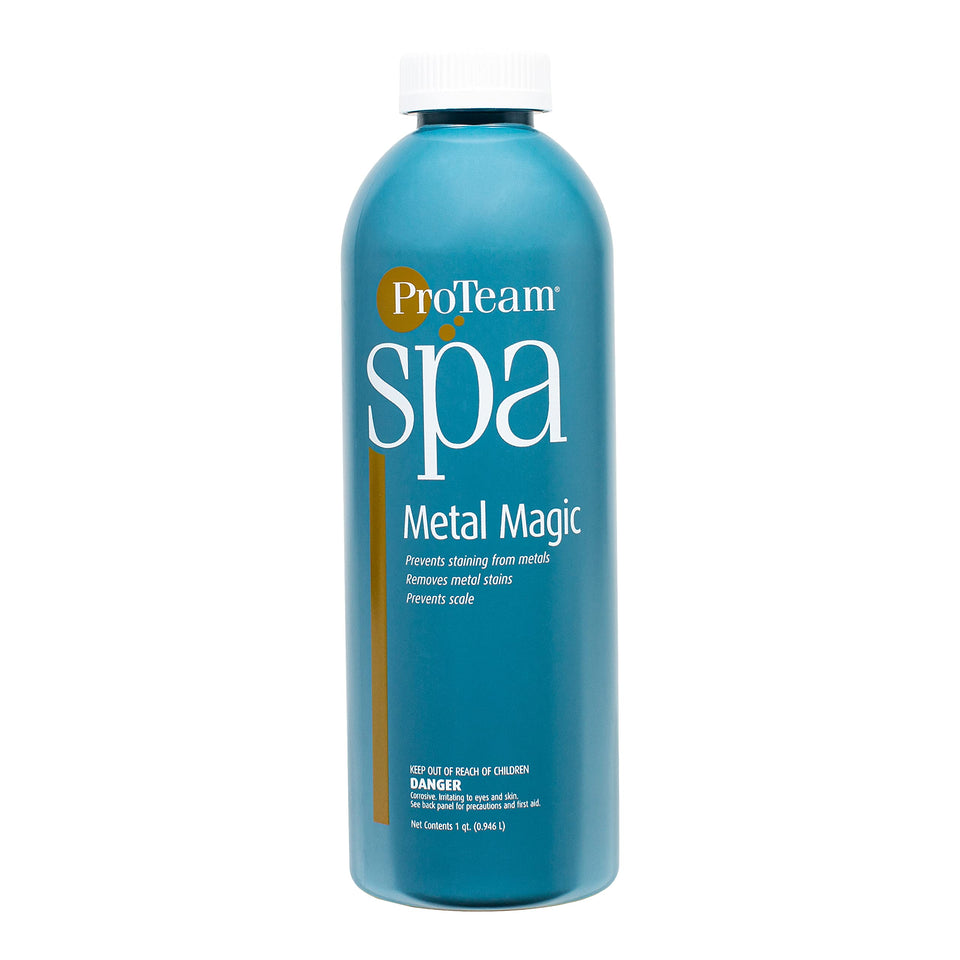 Yeegfeyuu ProTeam Spa Metal Magic bottle close-up for spa metal maintenance