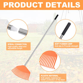 YEELOR 25-tines plastic rake head designed for thorough debris collection.