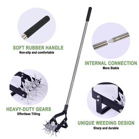 Adjustable 67-inch handle on YEELOR cultivator for different user heights