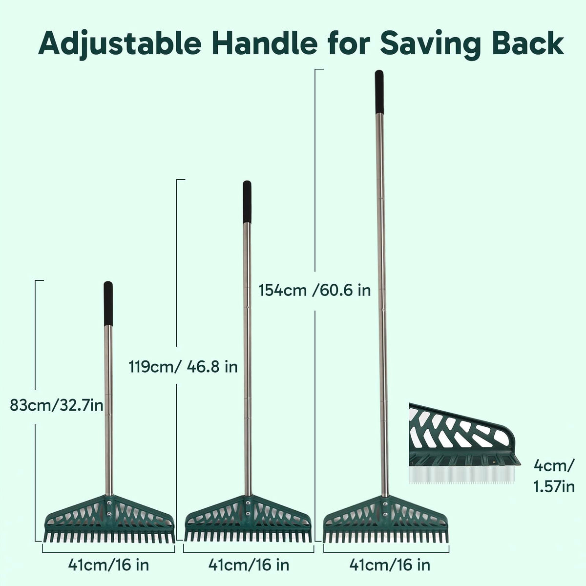 YEELOR extendable handle spanning 33 to 61 inches for comfortable cleaning height.