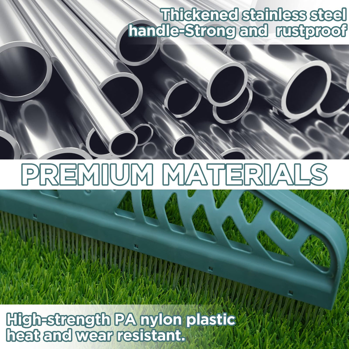 YEELOR rake removes dead grass for a fresh turf surface