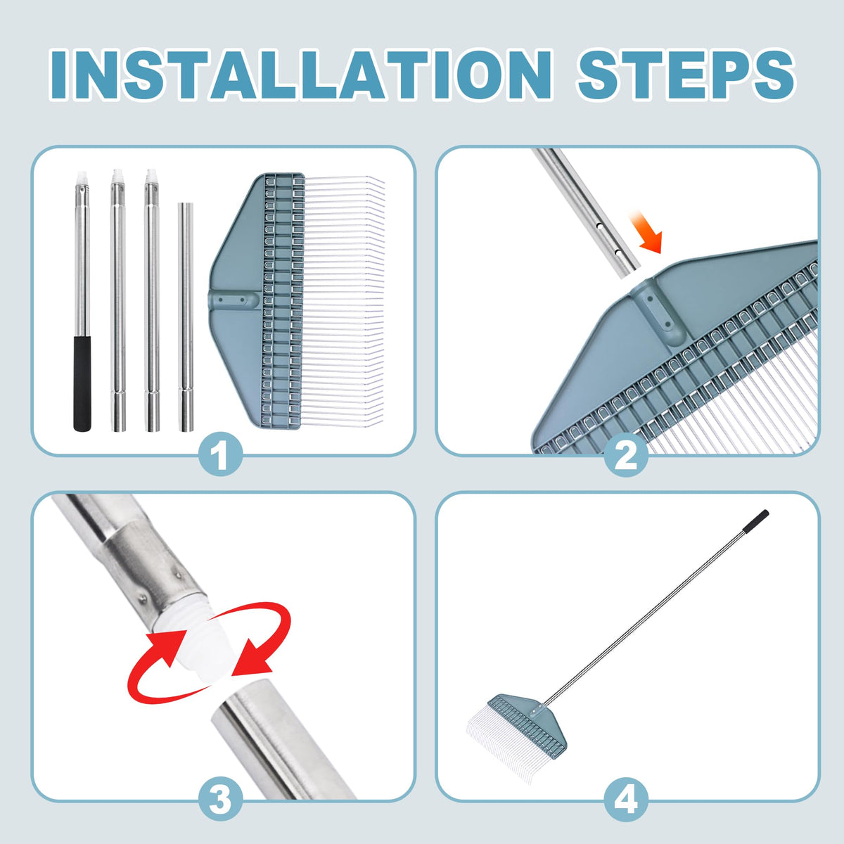 YEELOR easy disassembly lets you store the rake neatly