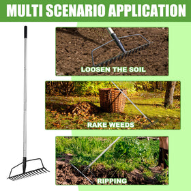 YEELOR ergonomic handle provides a comfortable grip during extended raking sessions.