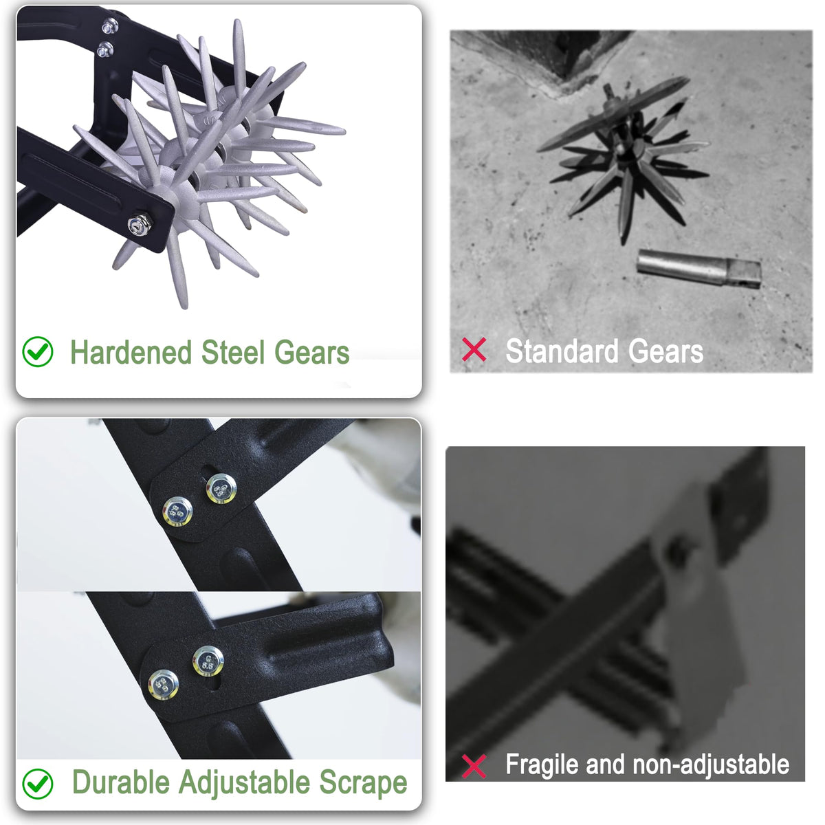 Ergonomic stainless steel handle angle and lightweight frame of YEELOR cultivator