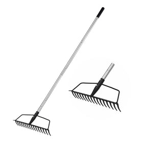 YEELOR garden rake with heavy-duty bow head ready for easy assembly and garden prep.