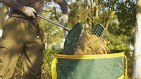 YEELOR Leaf Grabber can collect thatch and twigs along with leaves.