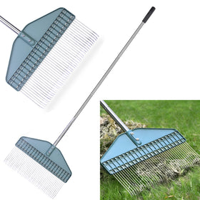 YEELOR thatch rake with 66 inch handle for efficient yard debris removal