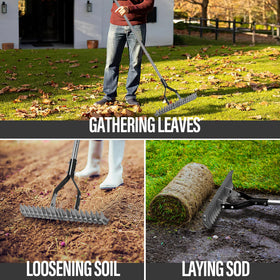 YEELOR Thatch Rake yard cleanup demonstrates versatile lawn care tool