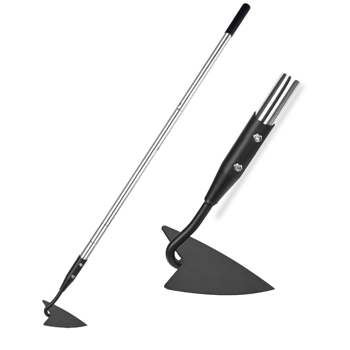 YEELOR Warren Hoe with a 57-inch handle offering extended reach for garden beds.