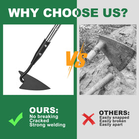 YEELOR Warren Hoe non-slip grip keeps hands secure while weeding.
