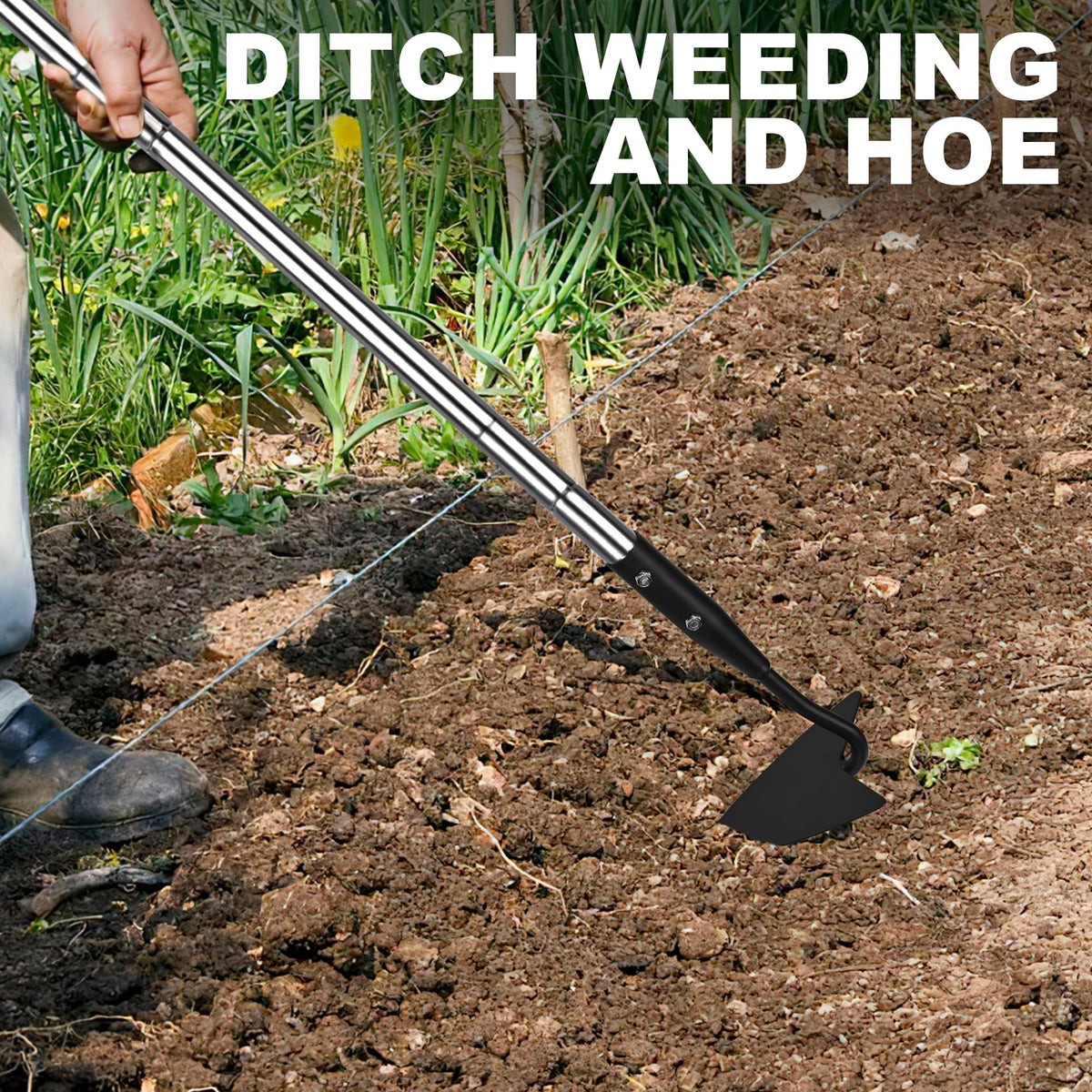 YEELOR Warren Hoe stainless steel blade ready for tough soil tasks.
