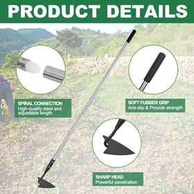 YEELOR Warren Hoe triangle design aiding precise ridging and weeding.