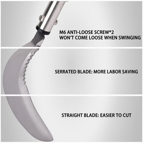 YEELOR Wavy-edge blade tackles dense weeds with minimal effort.