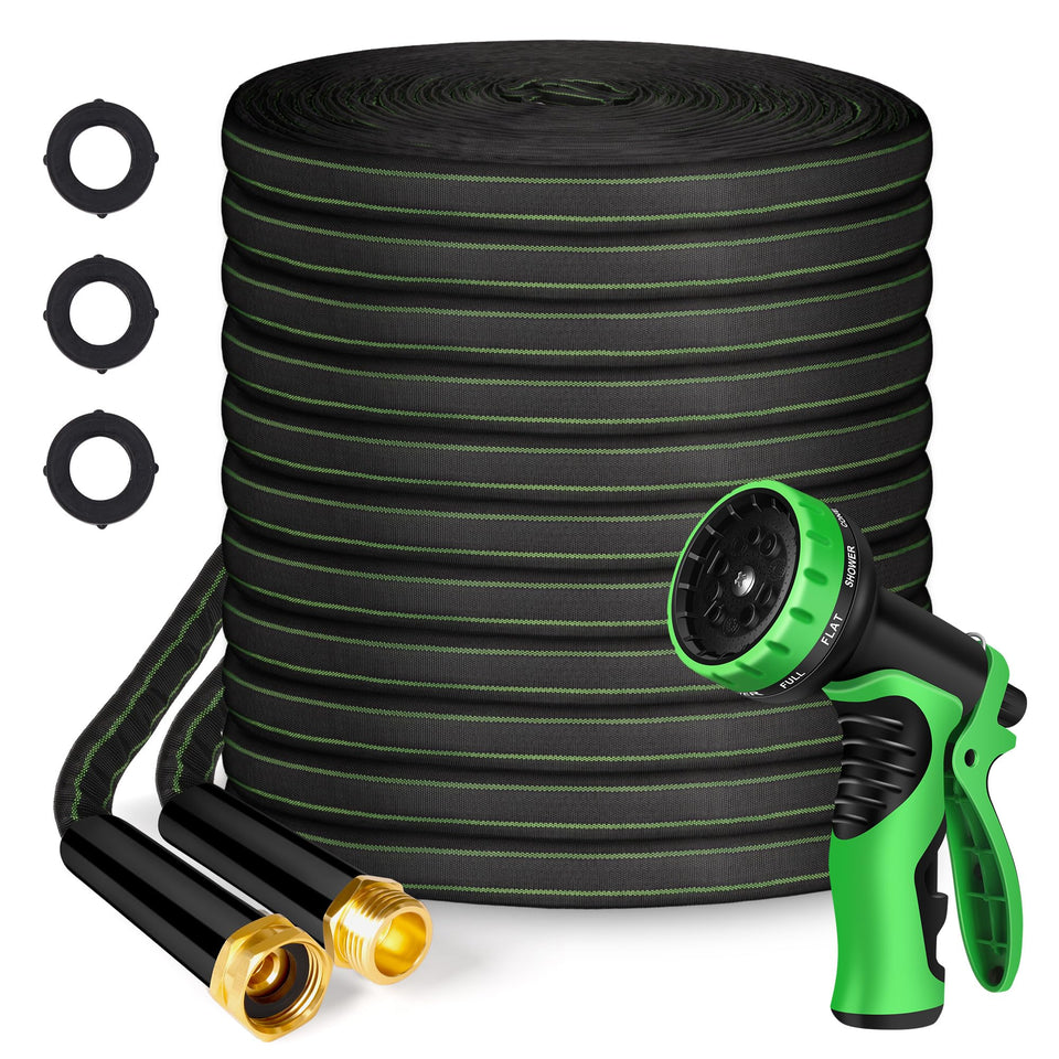 Yeenuo garden hose 100ft full length enables easy reach for large yards.