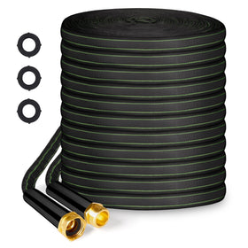 Yeenuo garden hose 75ft being uncoiled for easy yard use.