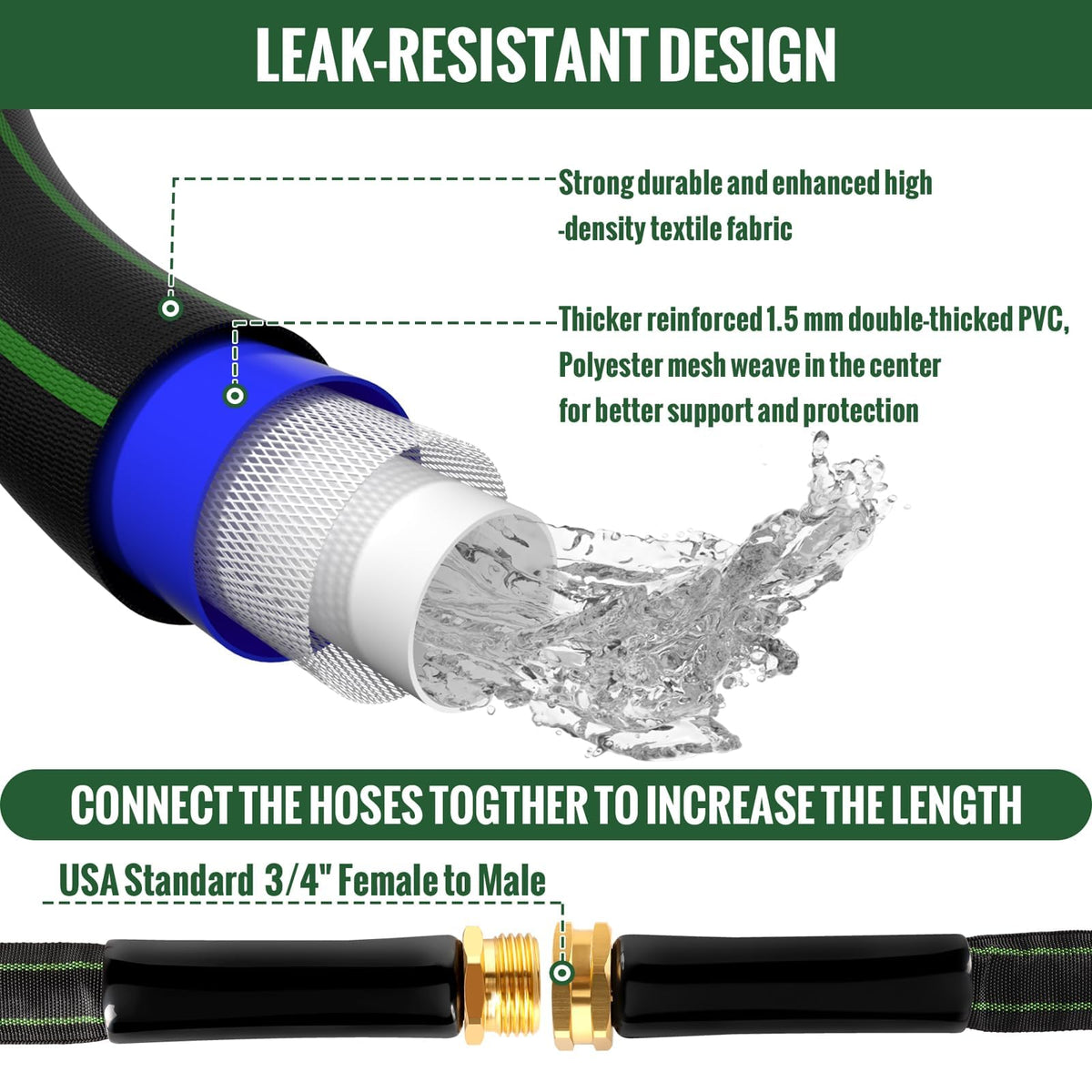 Yeenuo kink-free design reduces tangling for smooth watering.