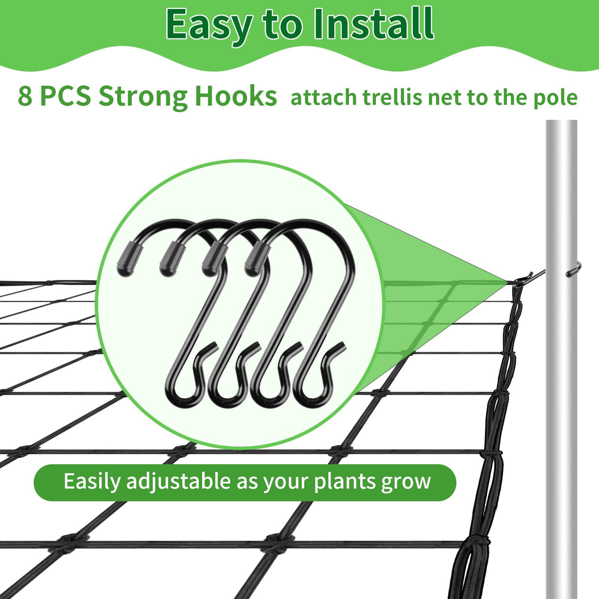 yeestone trellis netting 4x4 mesh detail emphasizes stable framework for pruning.