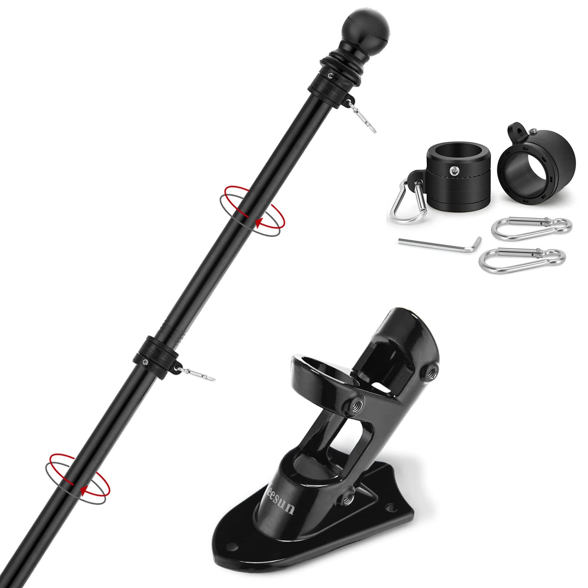 Yeesun flag pole 6ft ready for porch display with sturdy stainless steel construction