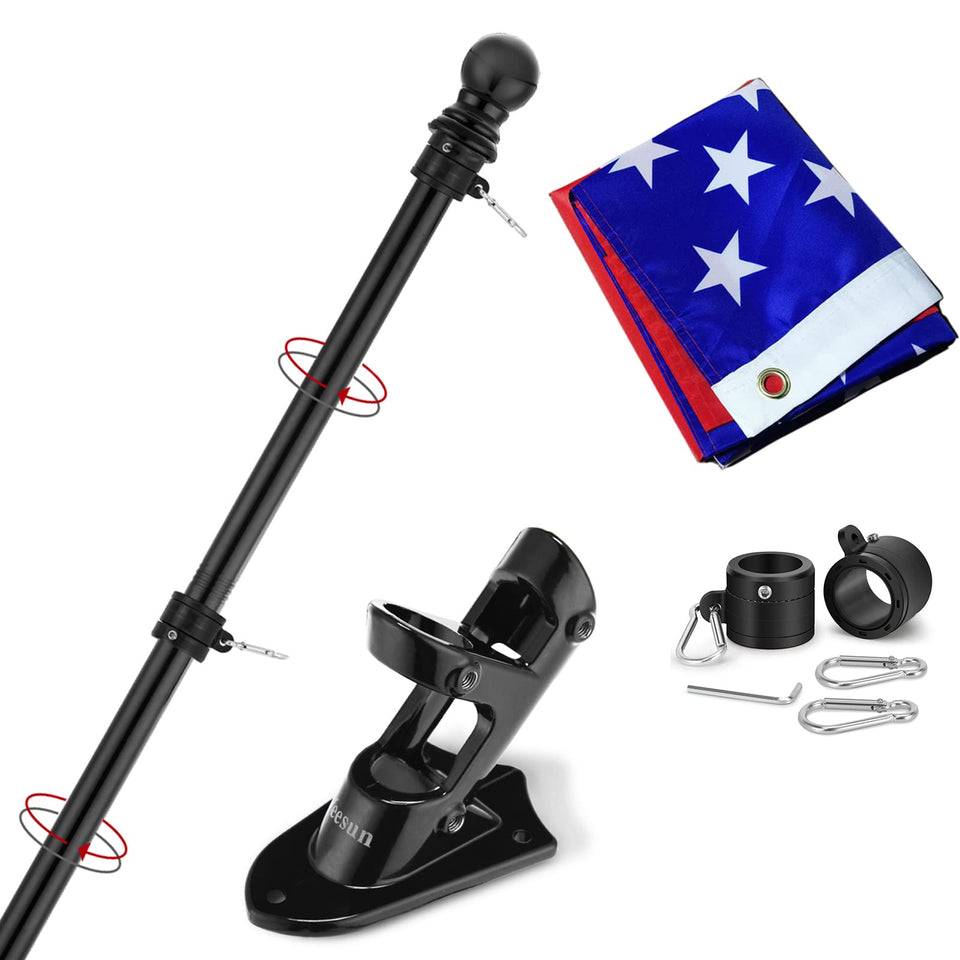Yeesun flag pole wall-mount 6ft for porch displays, sturdy exterior mounting.