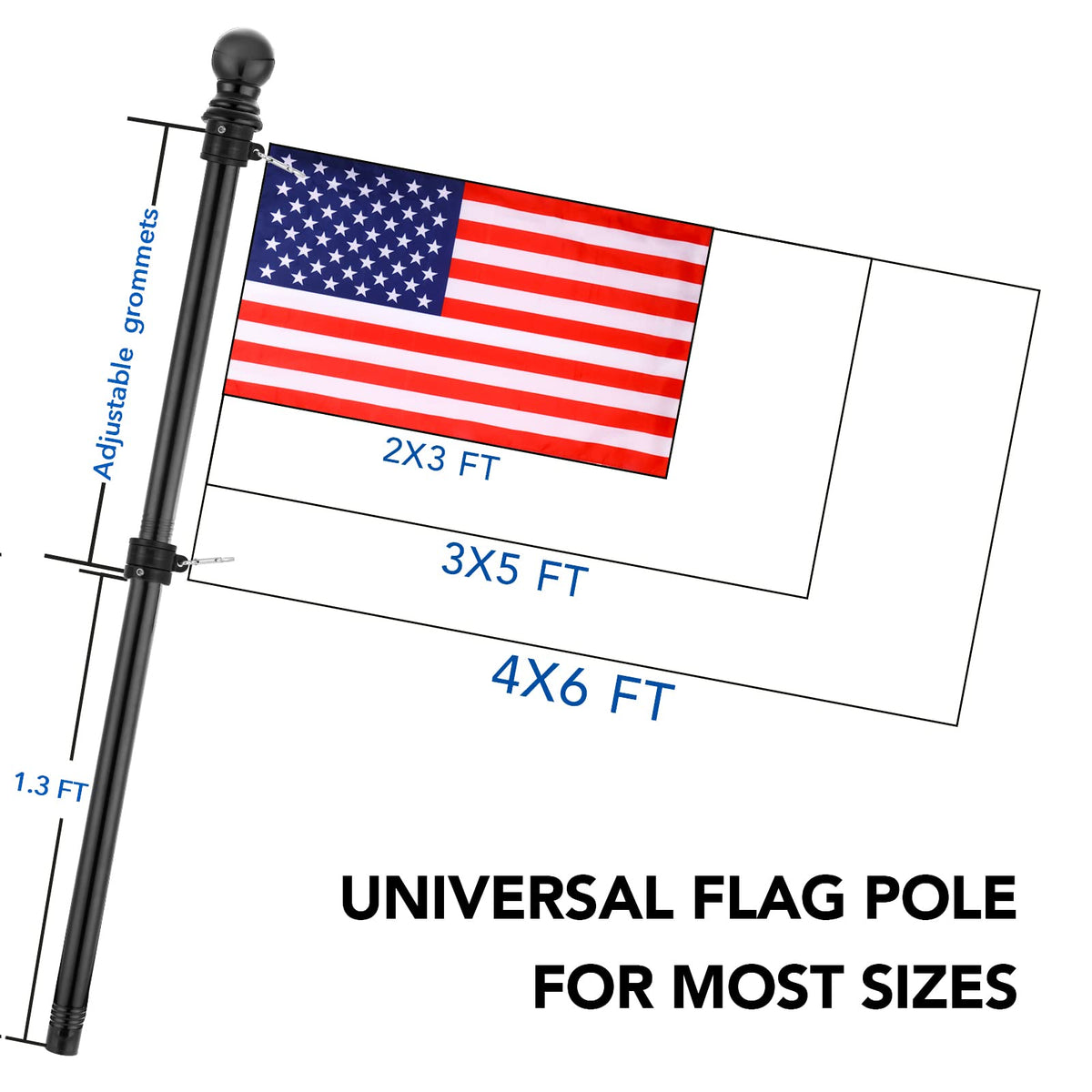 Yeesun stainless steel flag pole 1 inch diameter, durable year-round use.