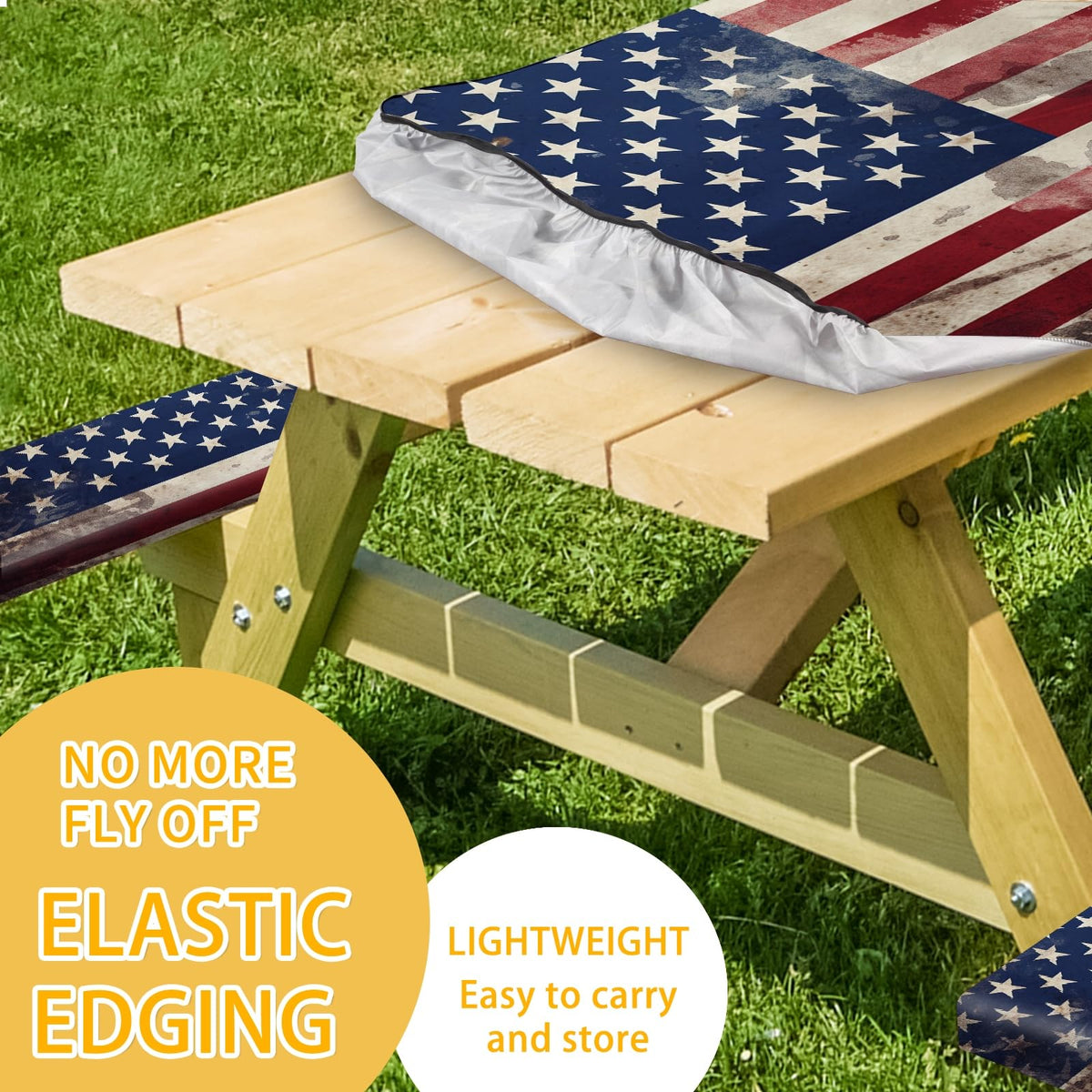 YEYE JUICE elastic edge design holds covers securely in wind.